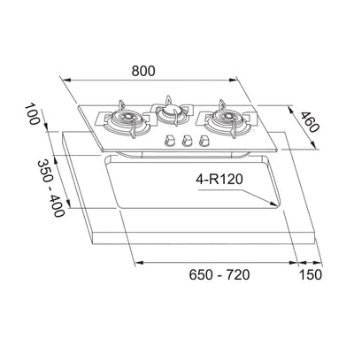 Load image into Gallery viewer, Franke Gas Hob Onyx 3-Burner Glass Black FHG8316