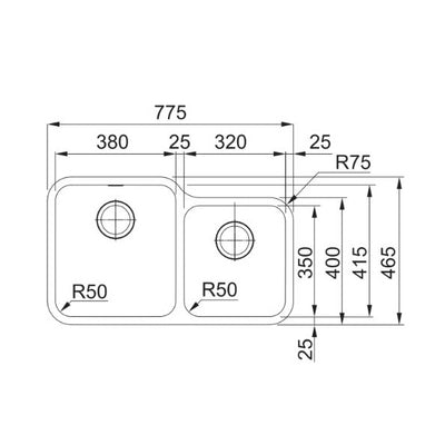 Load image into Gallery viewer, Franke Bell Kitchen Sink Stainless Steel Double Bowl BCX 120-38-32
