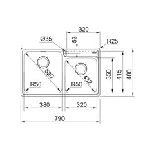 Load image into Gallery viewer, Franke Bell Kitchen Sink Stainless Steel Double Bowl BCX 620-38/32
