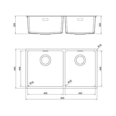 Load image into Gallery viewer, Franke Kitchen Sink Felix Stainless Steel Double Bowl FEX 120-40-34
