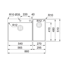 Load image into Gallery viewer, Franke Box Center Kitchen Sink Stainless Steel Double Bowl BWX 220-54
